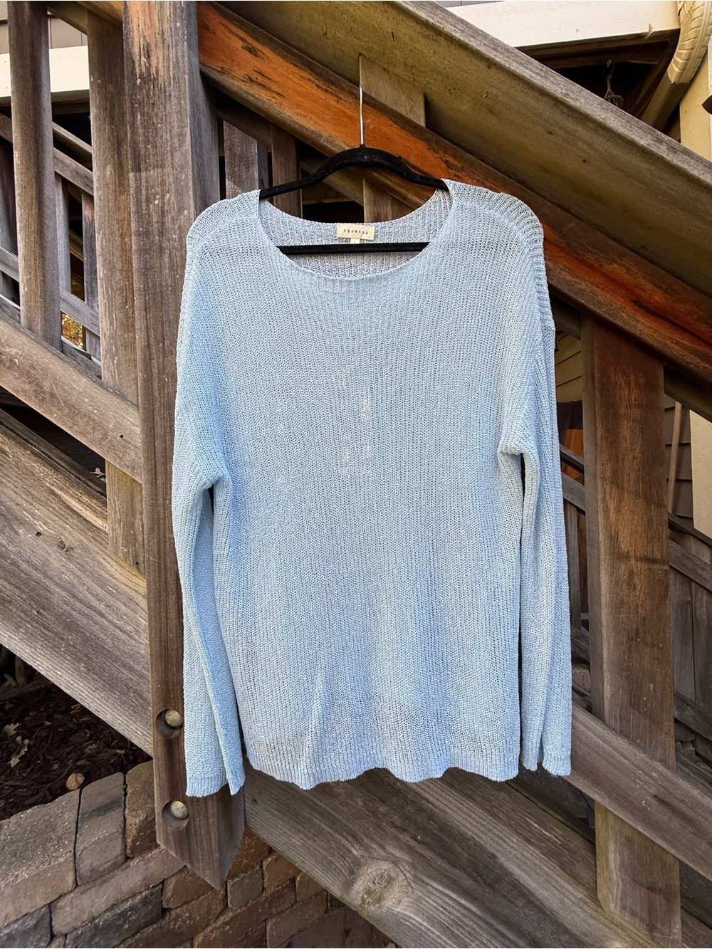 Promesa Pastel Blue Scoop Neck Knit Sweater